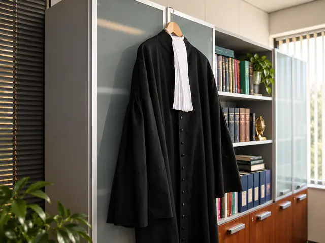 Barrister's robe hanging in a law office